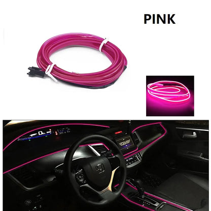 Car Interior Decorative Lamps Strips Atmosphere Lamp Cold Light Decorative Dashboard Console Auto LED Ambient Lights 1/2/3/4/5M