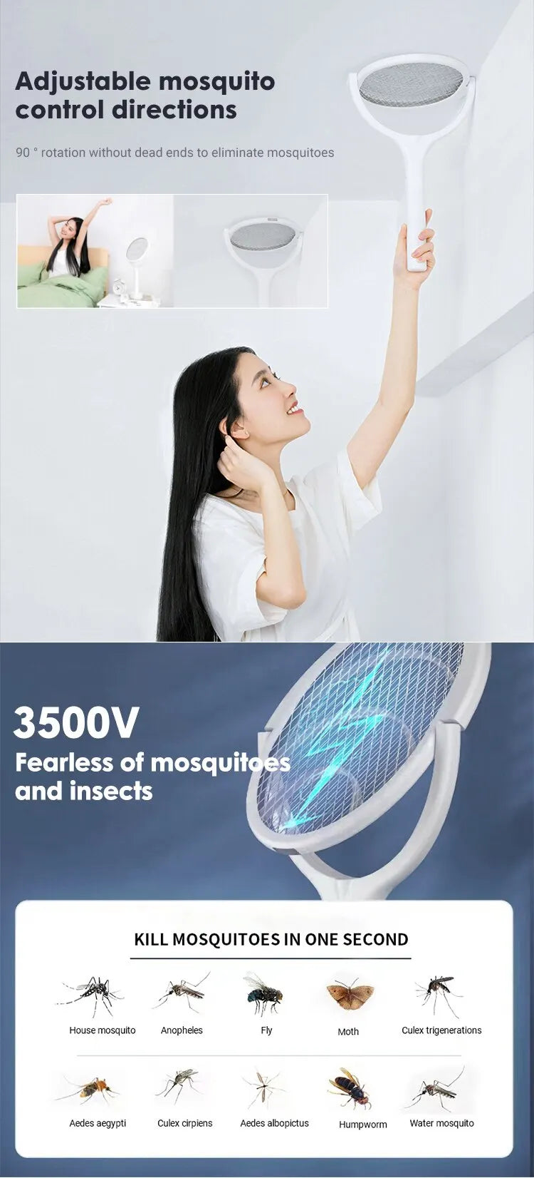 5 In 1 Fast Charging Bug/Fly Racket Swatter