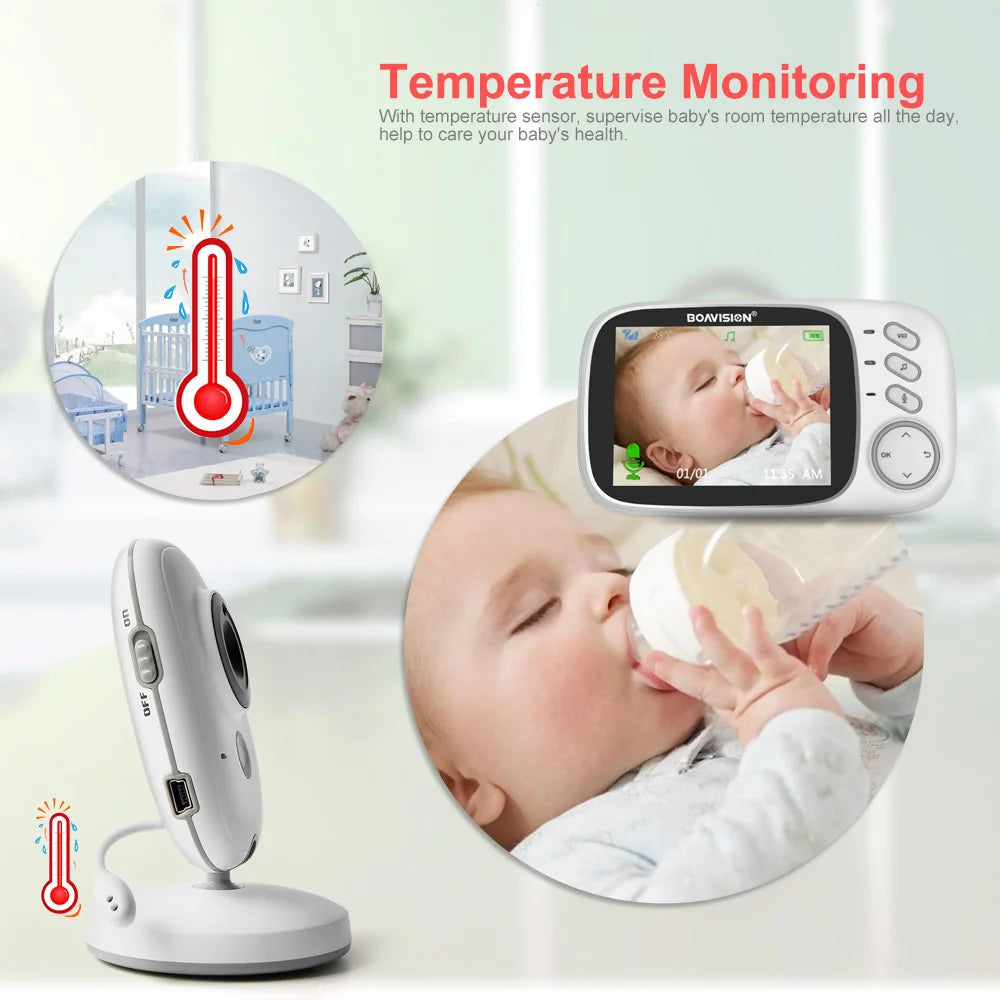 Baby Monitor 2.4G Wireless With 3.2 Inches LCD 2 Way Audio