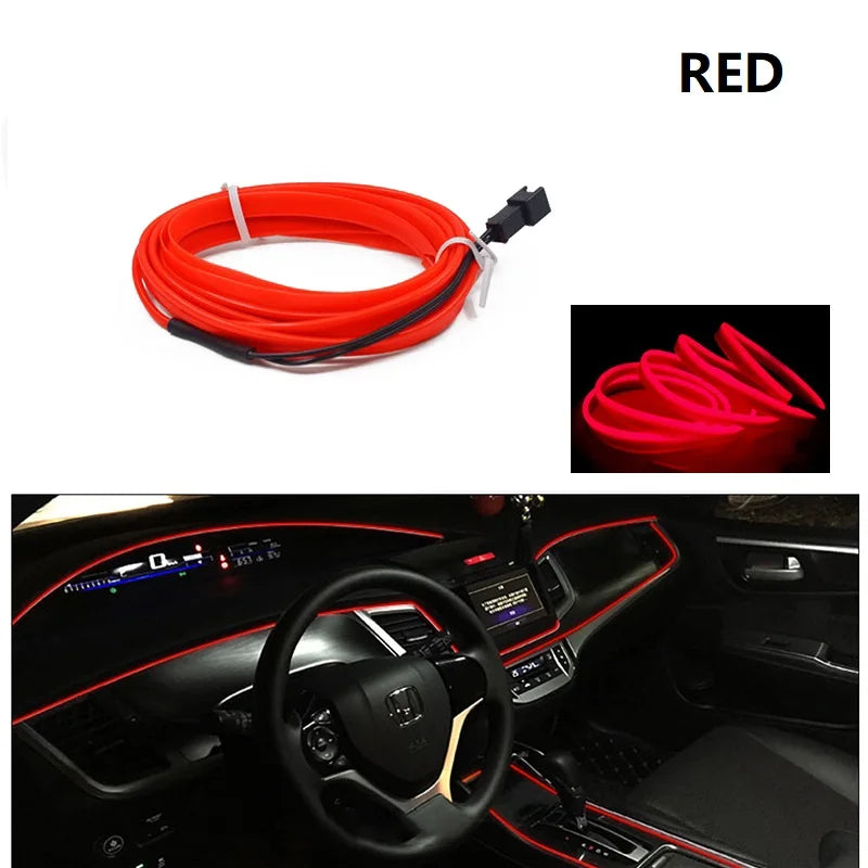 Car Interior Decorative Lamps Strips Atmosphere Lamp Cold Light Decorative Dashboard Console Auto LED Ambient Lights 1/2/3/4/5M