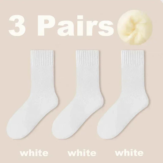 3 Pairs Women Socks Wool Autumn Winter Warm Snow Markron Color Thick Plush Hairy Soft Postpartum Stockings Floor Sleep Socks